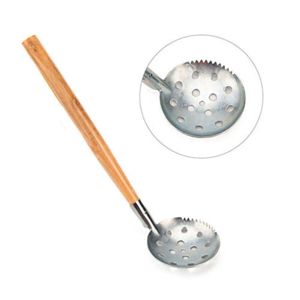 JONYE Muỗng Múc Đá / Cá Bằng Thép Không Gỉ Tay Cầm Bằng Gỗ Bền Bỉ