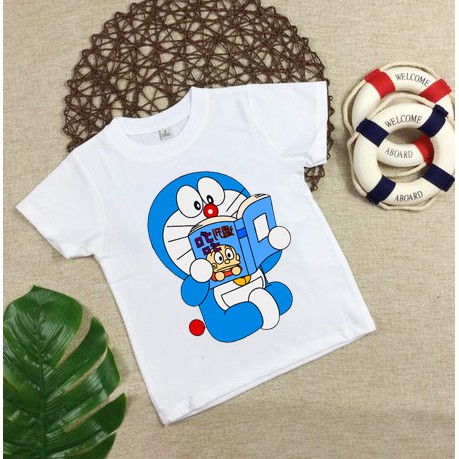 Áo Thun In Hình Doraemon Trẻ Em Dễ Thương Vải Cotton thái S034 Greenshopct