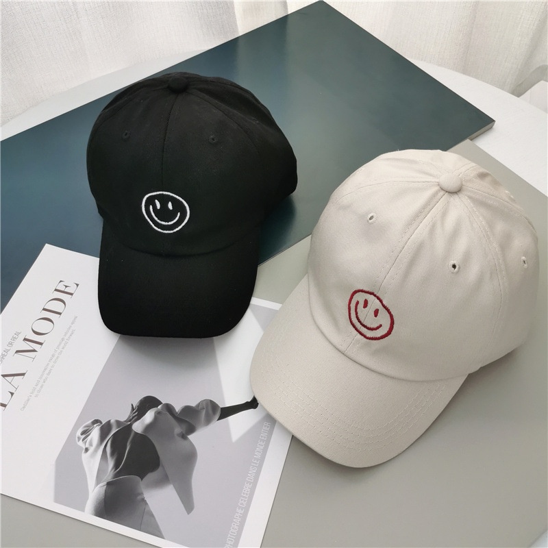Mũ lưỡi trai bóng chày 19148 chống nắng thêu hình mặt cười dễ thương thoáng khí thời trang bốn mùa cho nam và nữ