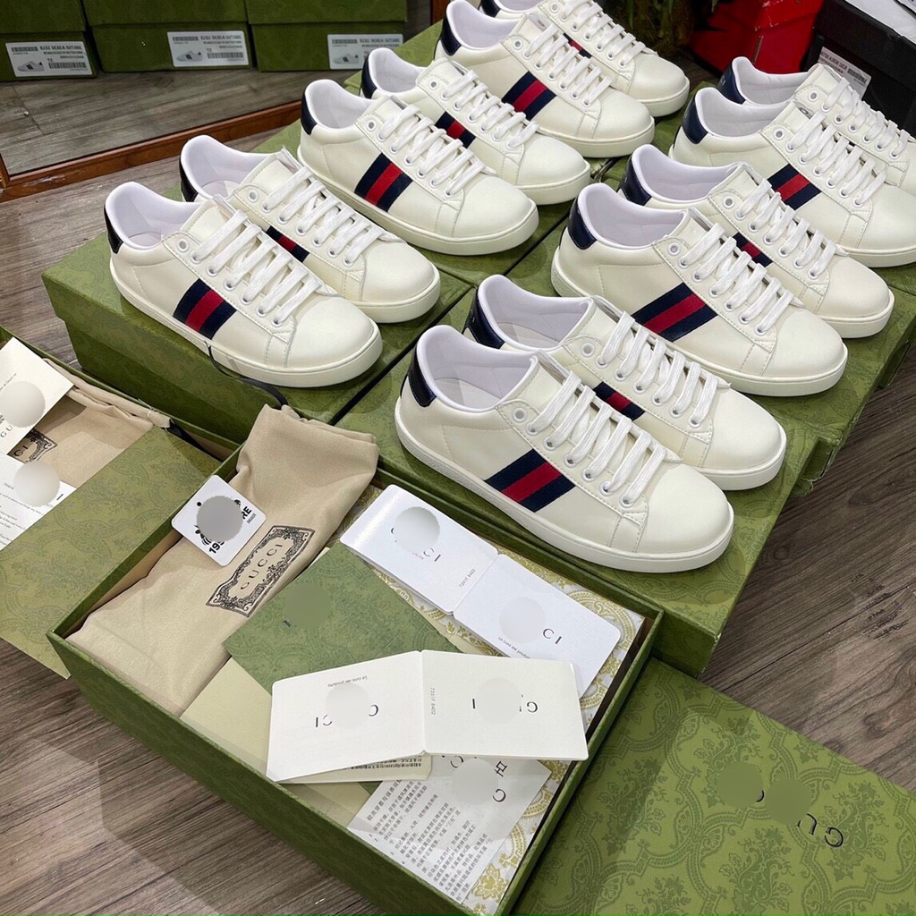 [FreeShip+ Hàng Cao Cấp] Giày Sneaker Gucc.i trắng trơb ba sọc tím đỏ, Giày Thể Thao Gucc.i Full phụ kiện