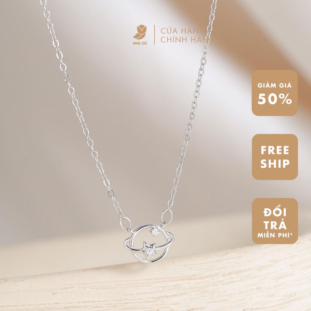 Dây chuyền nữ đá ZIRCON CZ 5A mặt hành tinh ngôi sao NHÀ CÚ màu bạc dễ thương phong cách vòng cổ hàn quốc 6957