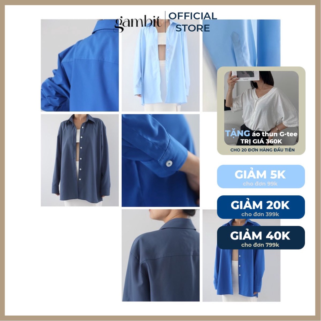 Áo sơ mi oversize tay dài nhiều màu vải Kate USA kiểu dáng năng động trendy - Boyfriend's Shirt - Gambit Studio