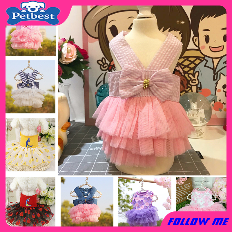 Đầm xòe kẻ sọc dễ thương nhiều màu tùy chọn cho thú cưng