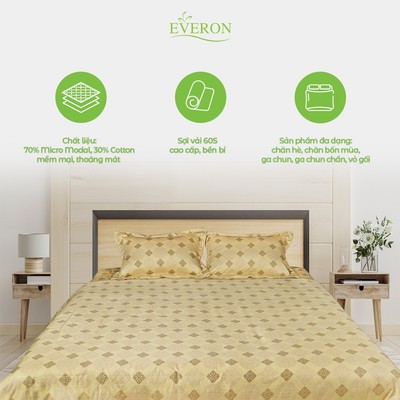 [Mã BMLT30 giảm đến 30K đơn 299K] Bộ ga gối EVERON Micro Modal họa tiết cách điệu ROYAL OL2304 nhiều kích thước