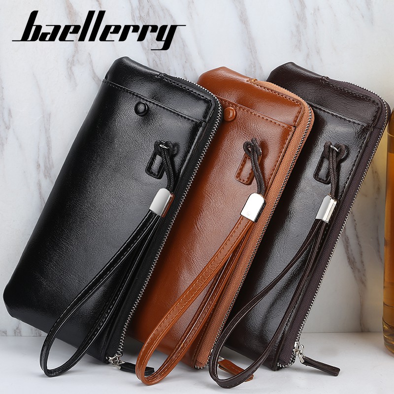 Baellerry C1286 Korean Style Simple Stylish Business Men's Clutch Bag Wallet Long Youth Leather Wallet with Zipper Men Hand Bag