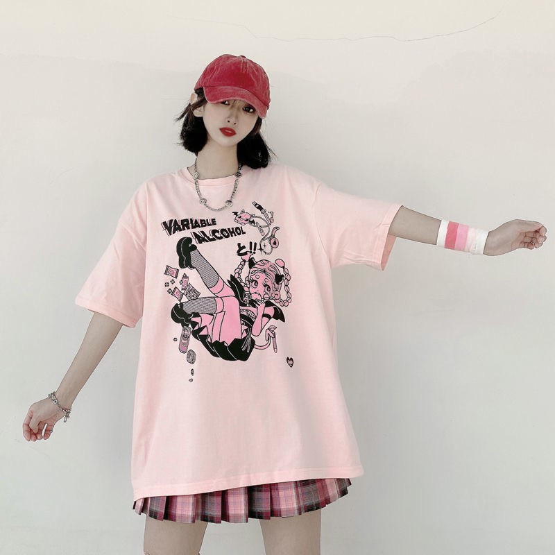 <S-3XL> ÁO THUN TAY LỠ FORM RỘNG HÌNH BÉ GÁI CUTE - ORDER 10 NGÀY