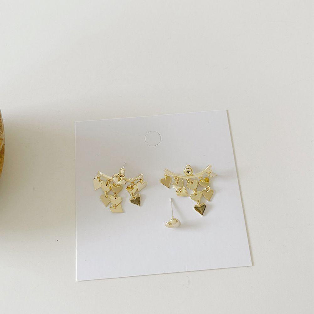 Hoa Tai Dáng Dài Hình Trái Tim Phối Tua Rua Phong Cách Hàn Quốc Thời Trang Cho Nữ