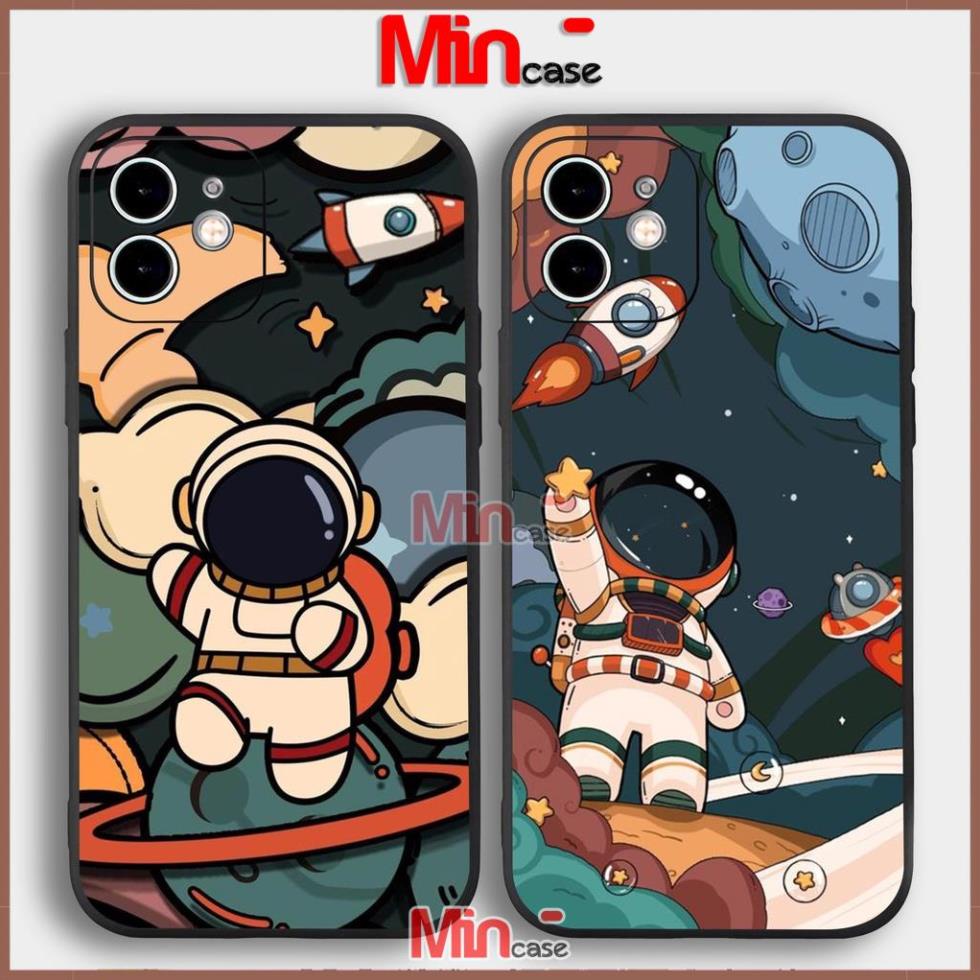 Ốp lưng iPhone Phi hành gia cạnh viền vuông silicon dẻo cho iphone 6/6s/7/8/X/XS/11/12/13 Pro Plus Max Cute dễ thương