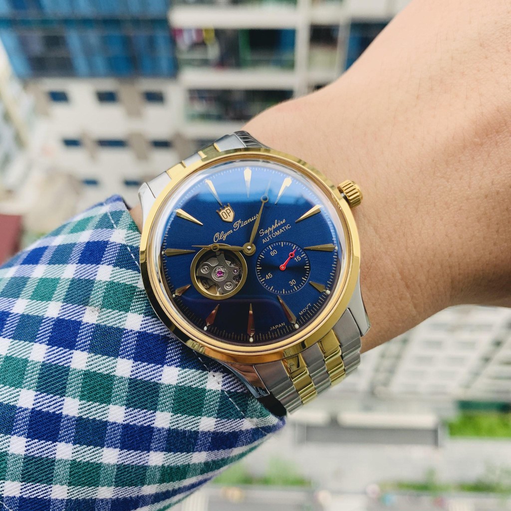Đồng hồ nam dây kim loại Automatic Olym Pianus OP99141-77 OP99141-77AGSK xanh lam