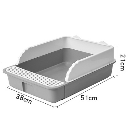 Chậu vệ sinh cho chó mèo chống bắn có rào chắn size lớn - tặng kèm xẻng MOOKIPET
