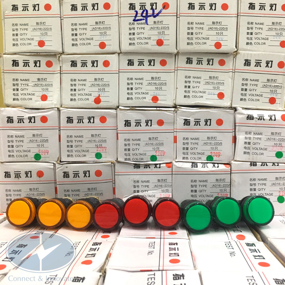 Đèn báo pha gắn tủ điện AD16-22DS  phi 22mm điện áp 220V/24V