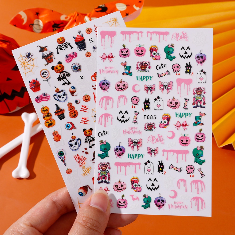 Miếng Dán Trang Trí Móng Tay Họa Tiết Halloween Dễ Thương