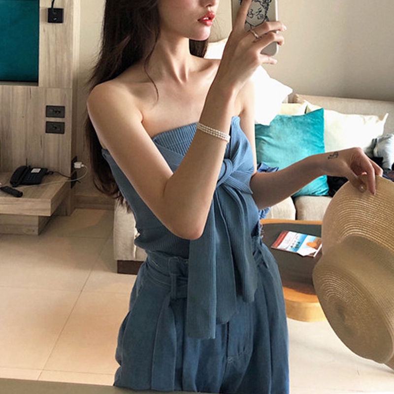 Áo dệt kim nữ không tay hở lưng gợi cảm | BigBuy360 - bigbuy360.vn