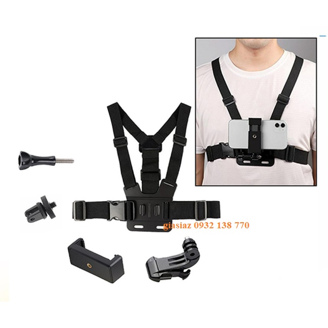 Bộ Phụ Kiện 4 Món Gắn Điện Thoại Vào Dây Đeo Ngực Để Quay Phim