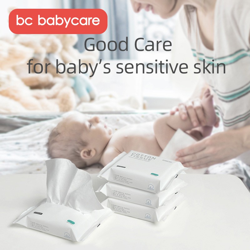 Khăn mặt cotton BC BABYCARE lau khô ướt dùng một lần