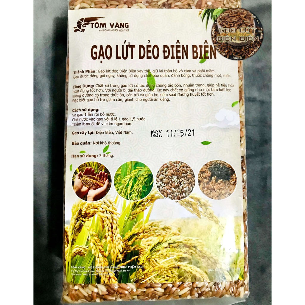 Gạo lứt tím than dẻo + gạo lứt đỏ dẻo Điện Biên (1kg/gói)- Gạo lức đen Tôm Vàng, Eatclean, giảm cân