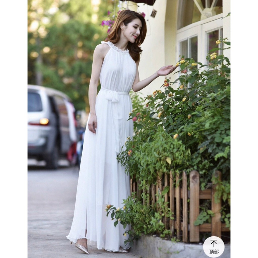 Váy Maxi Đi Biển Suông Dài Cổ Yếm - Đầm Maxi Bầu Du Lịch - Maxi Dress Dạ Hội Siêu Đẹp Siêu Sang