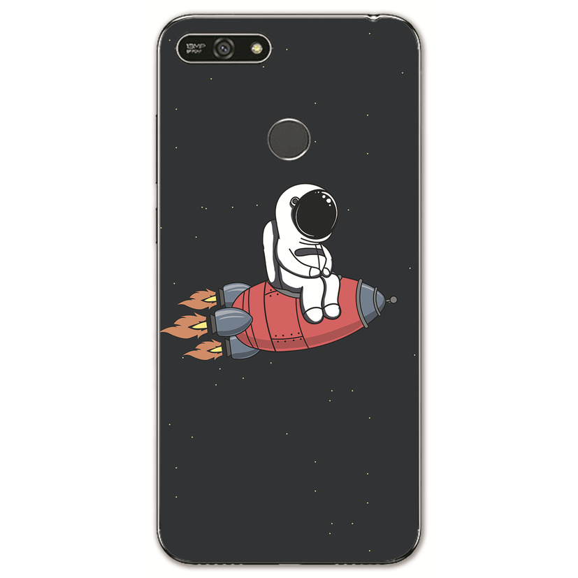 Huawei Y3 Y5 Y6 2017/Enjoy 8 7 7S 7C /P smart/Nova 2 Lite INS Cute Cartoon Astronaut Soft Silicone TPU Phone Casing Lovely Starry sky Case Back Cover Couple