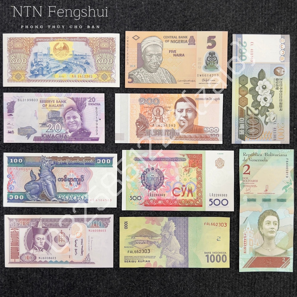 Bộ 10 Tờ Tiền Sưu Tầm Của 10 Nước Khác Nhau Làm Quà Tặng, Lì Xì Tết Siêu Đẹp Kèm Bao Lì Xì