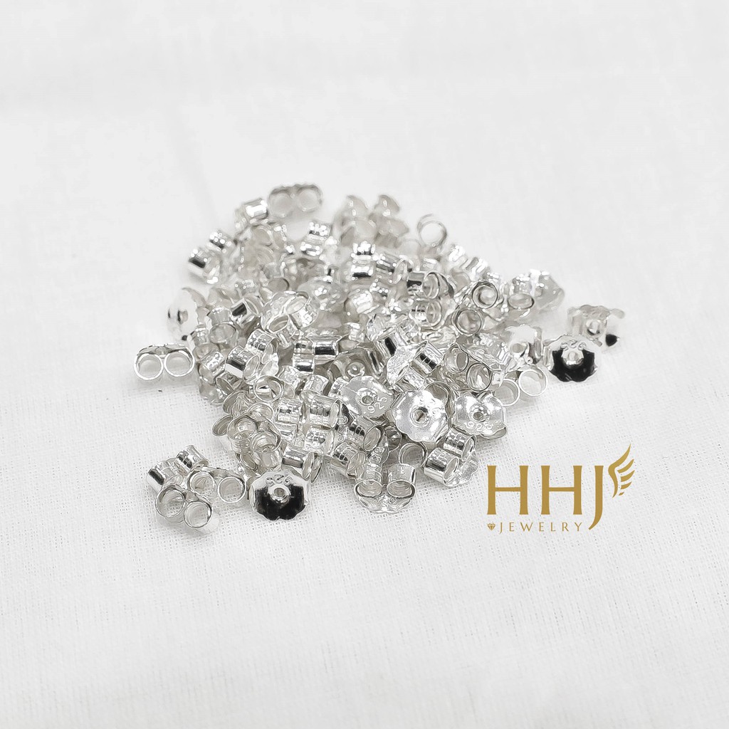 Chốt bông tai bạc - chốt khuyên tai bạc - Đích Bông - Chui Bông - Bông tai - Khuyên tai bạc - HHJ - Bạc S95
