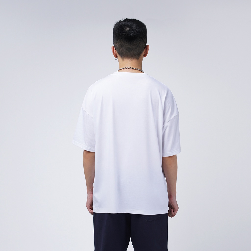 Áo thun tay lỡ in đen trắng, tshirt unisex nam nữ Cotton CVC oversize, phông form rộng Umebay UTM01L