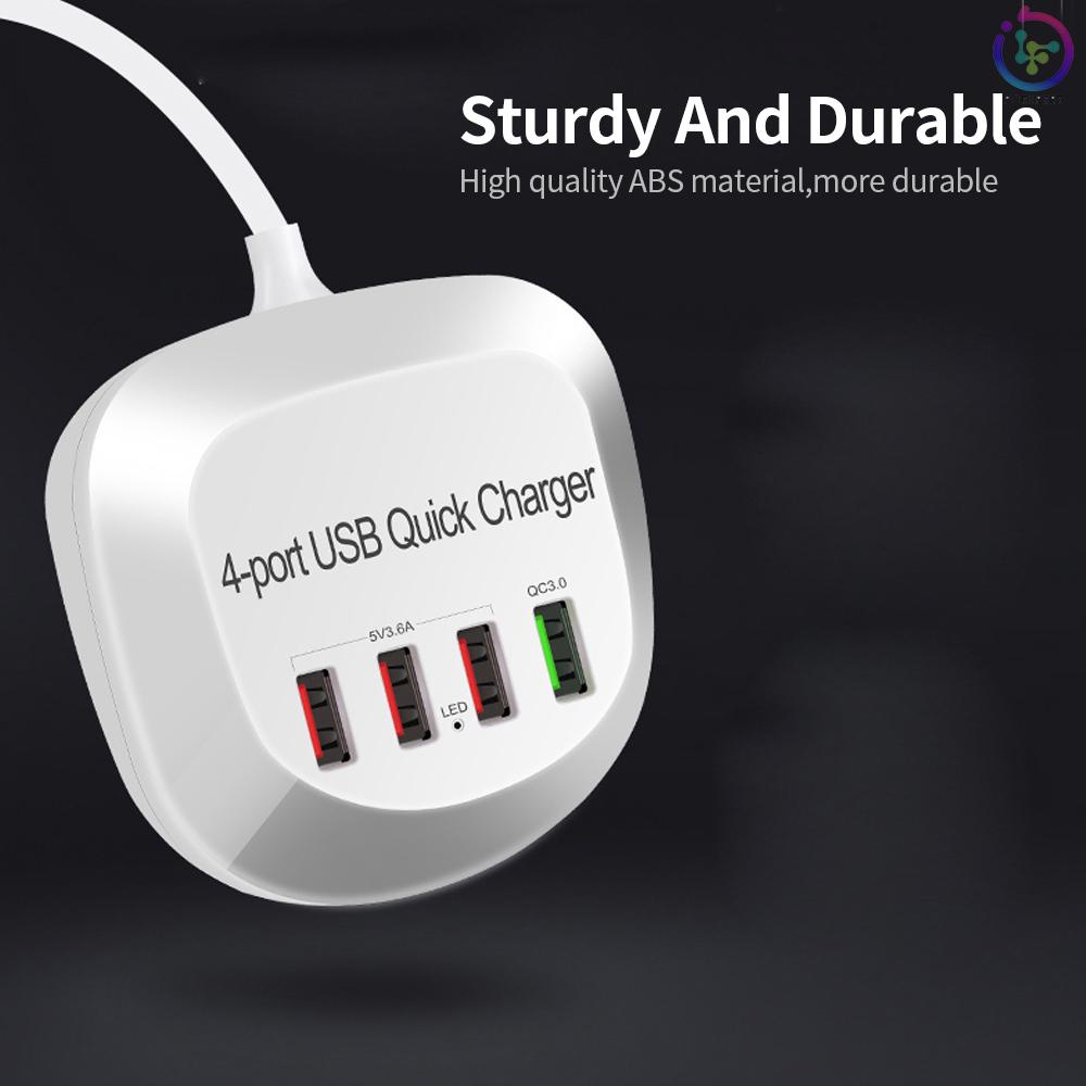 WLX-T3+ 4 Port USB Charger QC3.0 Quick Charge Portable Charger for Tablet/Phone/Laptop US Plug