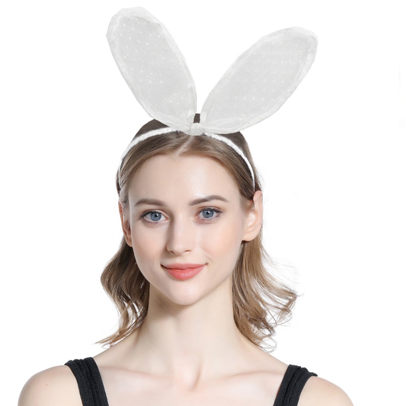 Băng Đô Tai Thỏ Họa Tiết Chấm Bi Phối Ren Hóa Trang Phục Sinh Dành Cho Người Lớn