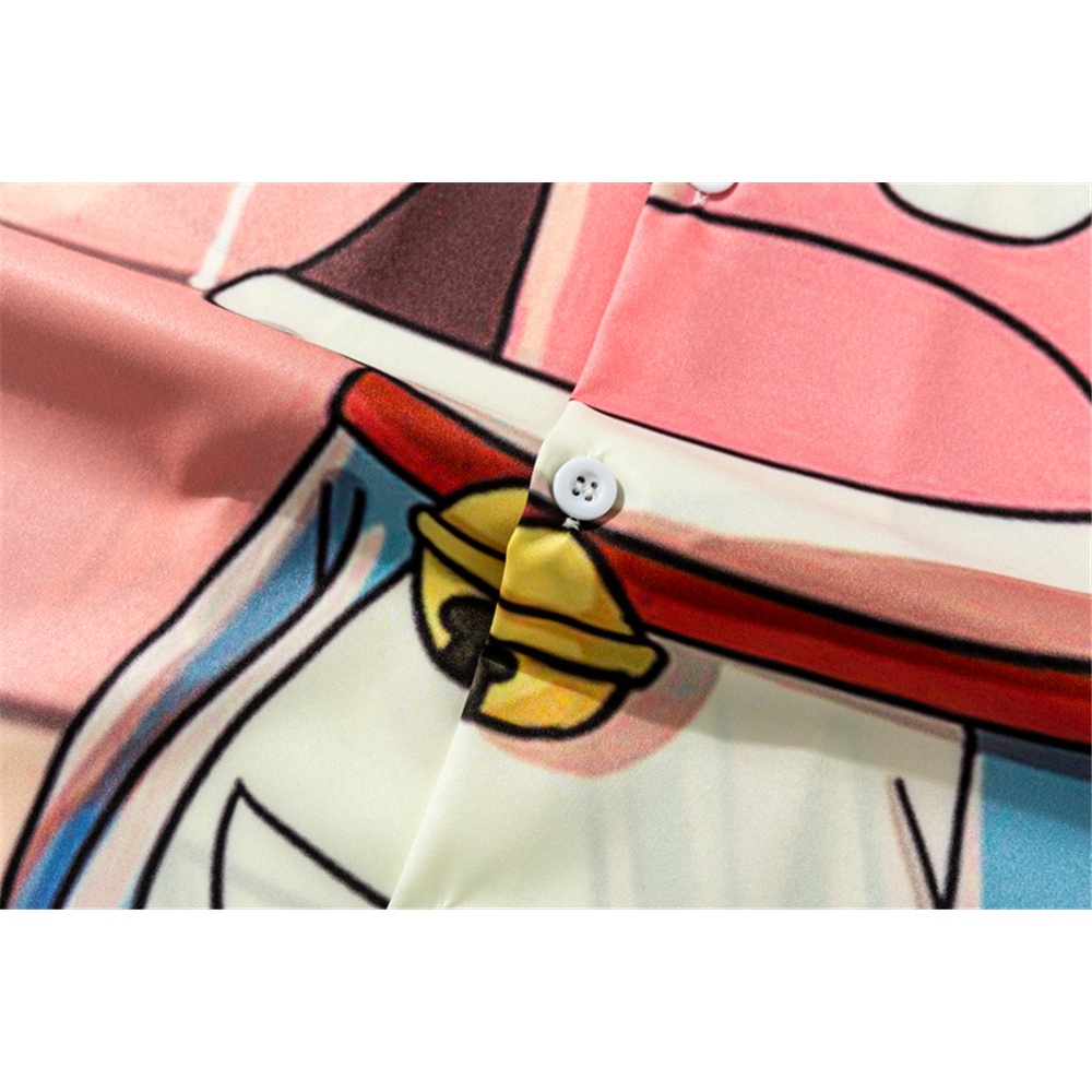 Áo sơ mi ngắn tay dáng rộng in hình hoạt hình thời trang dành cho nam 2022