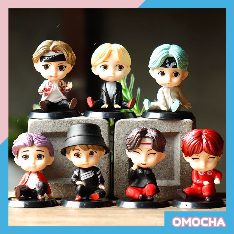 Bộ 7 mô hình tượng đứng BTS phong cách hoạt hình chibi cực dễ thương