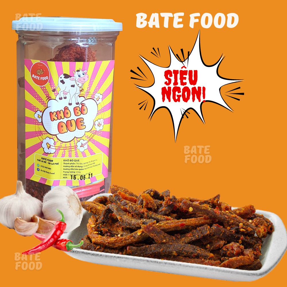 Khô Bò Que 250g Siêu Ngon Loại Đặc Biệt Thơm Ngon Thượng Hạng  I BateFood I Đồ Ăn Vặt