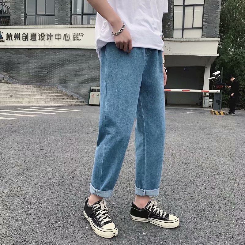 Quần jeans dài lưng cao dáng rộng thiết kế mới cho nam