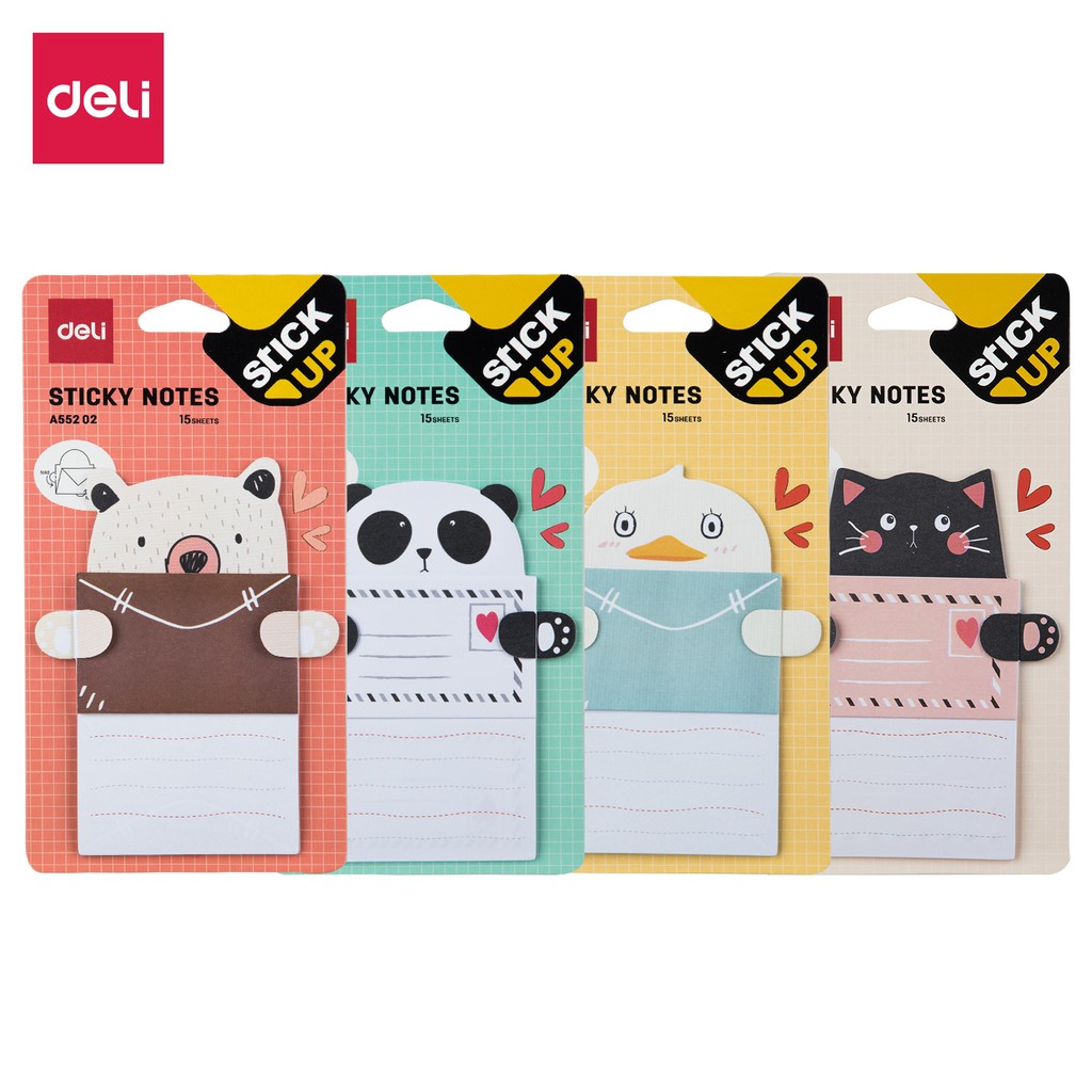 Set 15 giấy ghi chú 76×101mm hình động vật dễ thương