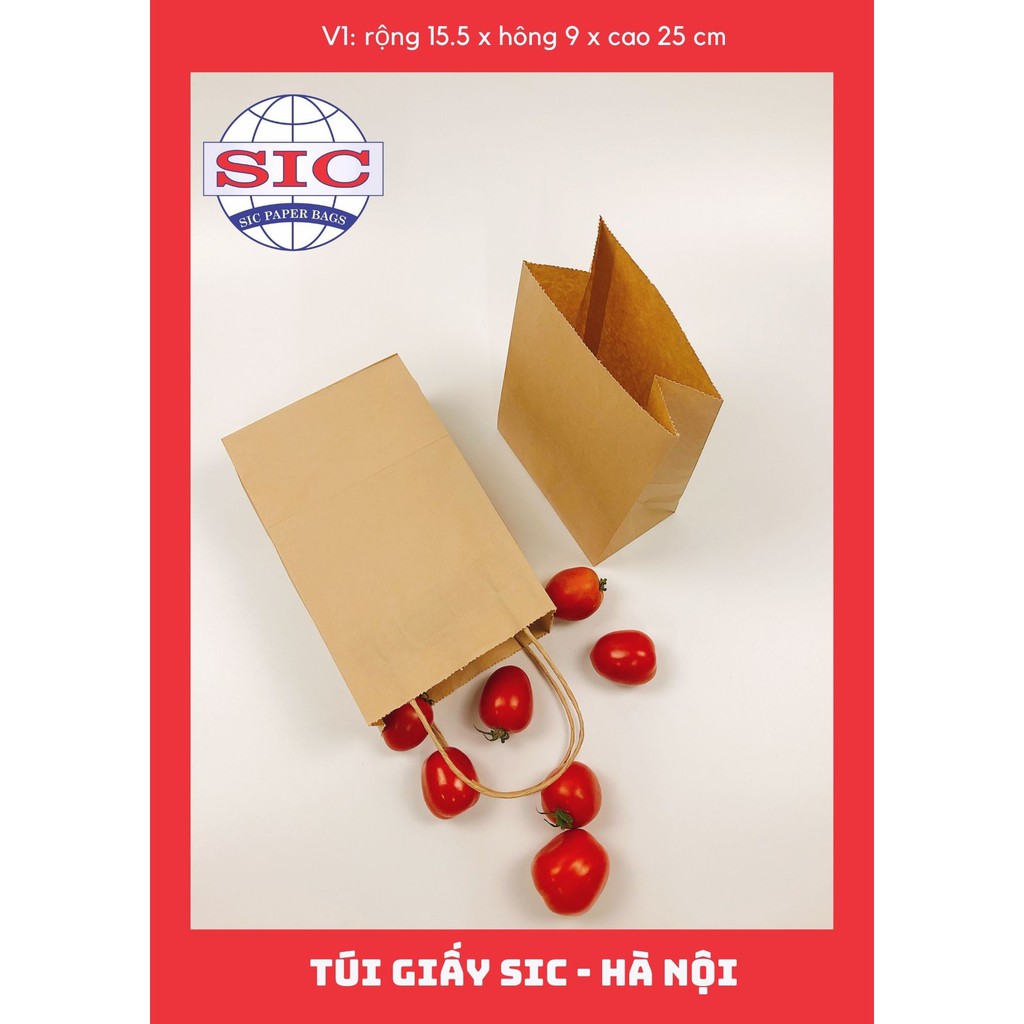 [SET 100 CHIẾC] TÚI GIẤY KRAFT V1: 15.5x9x25 KHÔNG QUAI ( ẢNH THẬT)