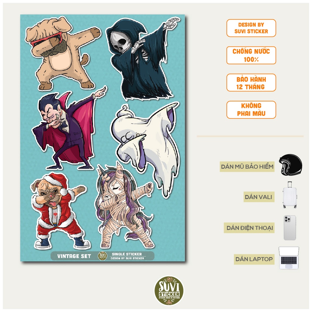 STICKER LẺ - Sticker Dabbing Move dán mũ bảo hiểm, laptop, điện thoại, vali. MSP: SS02