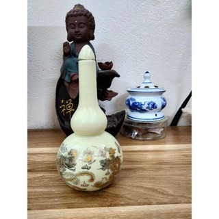 Nậm Rượu Thờ Gia Tiên, men vàng , Bát Tràng chính hãng