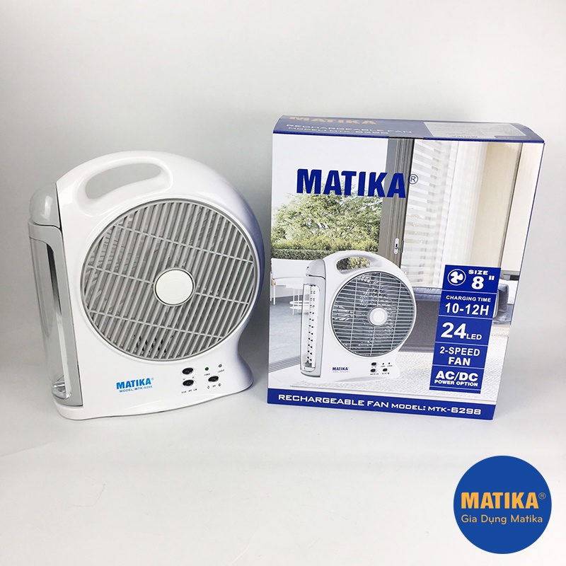 Quạt sạc điện 🎯MATIKA 🎯 quạt tích điện chính hãng sở hữu đèn LED hiện đại pin cực khỏe MTK-6298