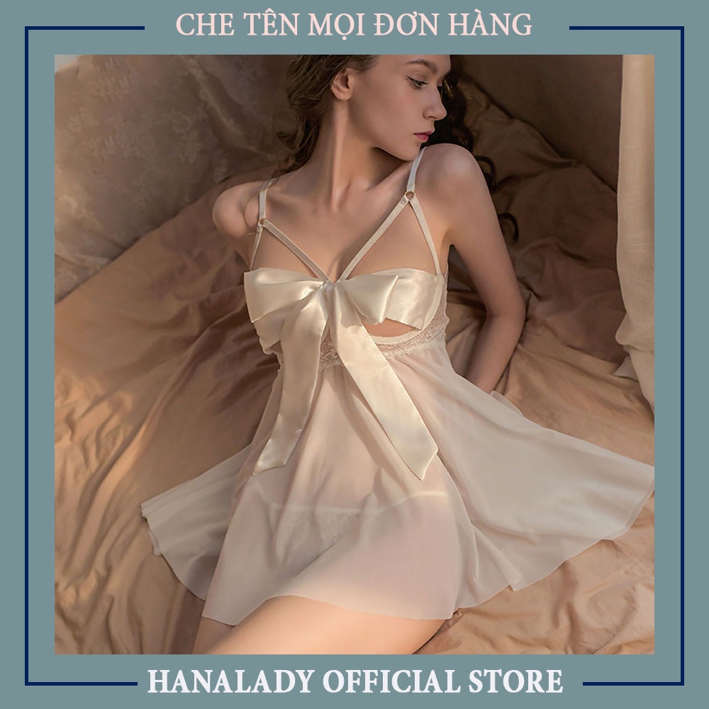 Váy ngủ xuyên thấu, váy ngủ hở ngực gợi cảm chất liệu voan cao cấp, có 2 màu đen trắng, váy ngủ V458