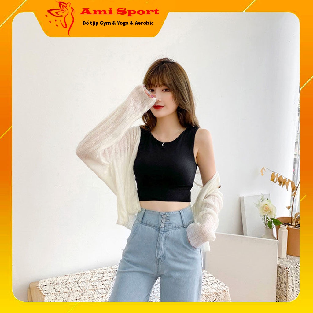 Áo croptop thể thao nữ ôm body co giãn thấm hút mồ hôi Free Size A01