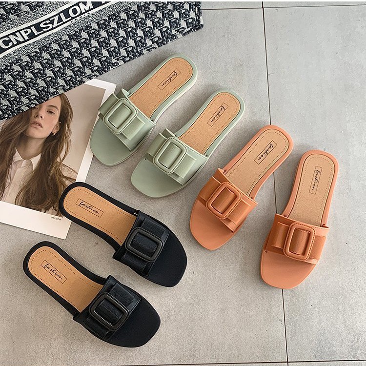 Dép khóa chữ nhật chính giữa quai đan loại 1 ulzzang 2F03