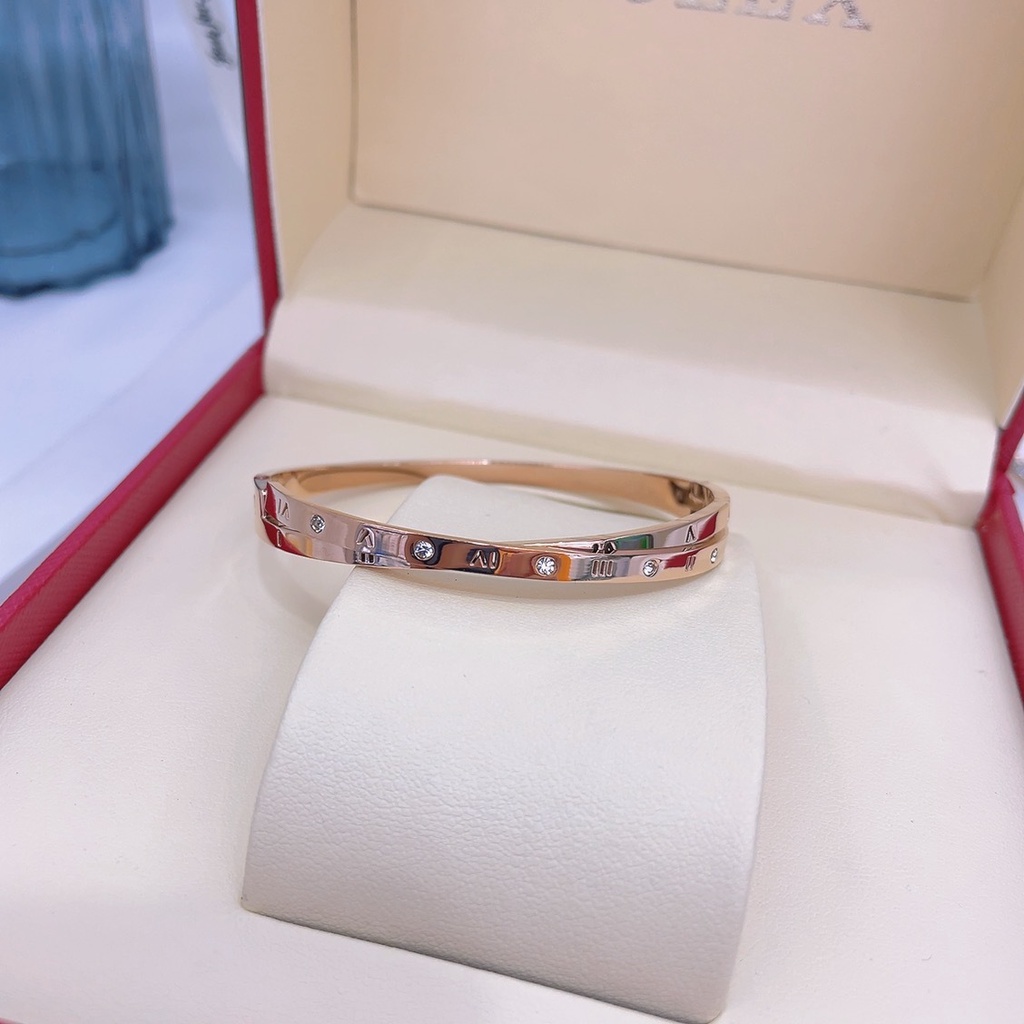 Phiên Bản Hàn Quốc Tính Khí Cao Cấp La Mã Số Vòng Tay Kim Cương Nữ Trẻ Thiết Kế Thời Trang Cảm Thấy Vòng Tay Thép Titan Trang Sức