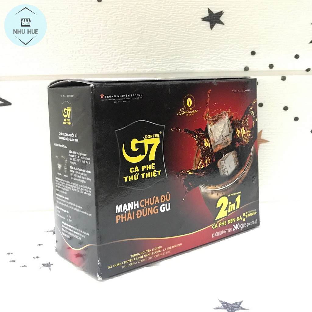 Cafe đen hòa tan Trung Nguyên G7 2 in 1 (hộp 15 gói x 16g)