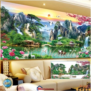 Tranh đính đá, tranh thêu chữ thập phong cảnh tuyệt tác thiên nhiên LV430 LV431 LV432 LV3317 LV3318