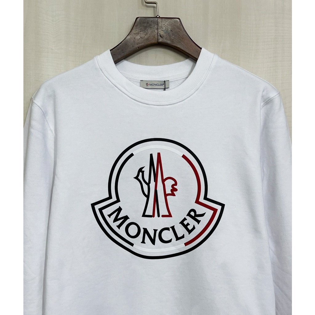 Áo sweater cotton tay dài cổ tròn in chữ logo M0ncler 2021 thời trang thu đông