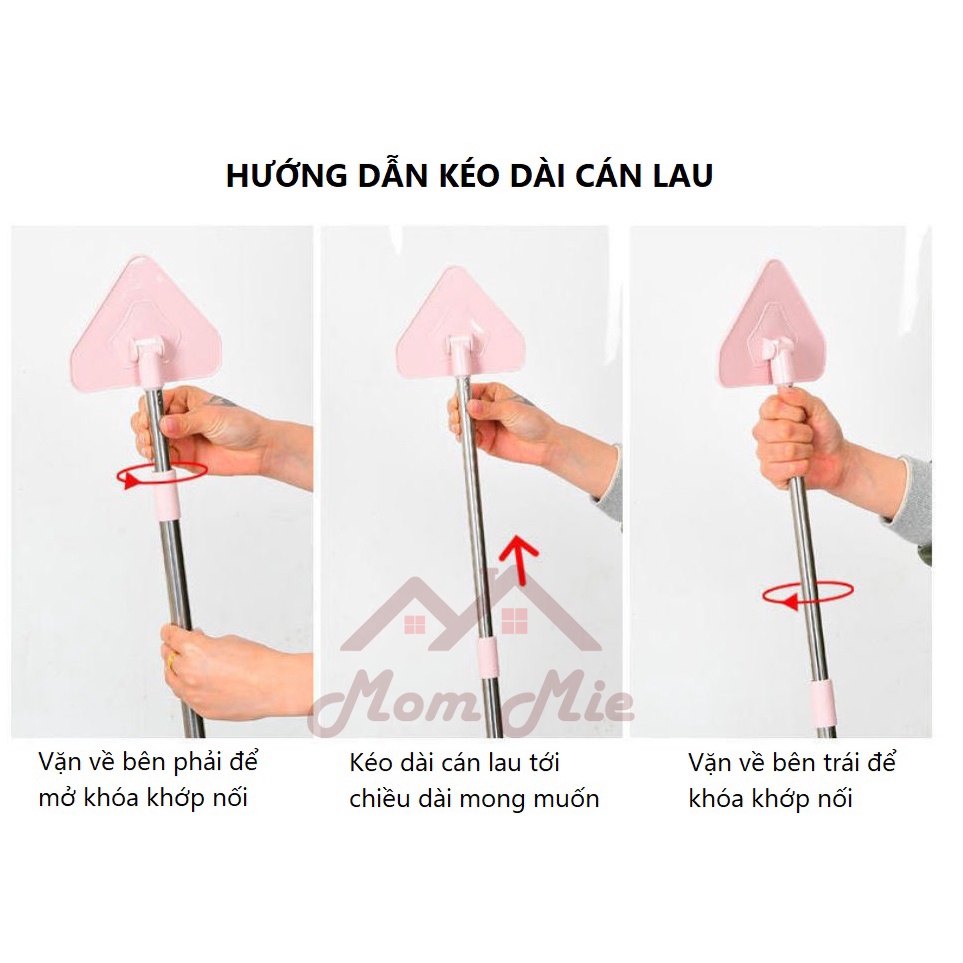 Cây lau đa năng, cây lau kính cán dài 1m9 - 3 kiểu đầu lau - D007