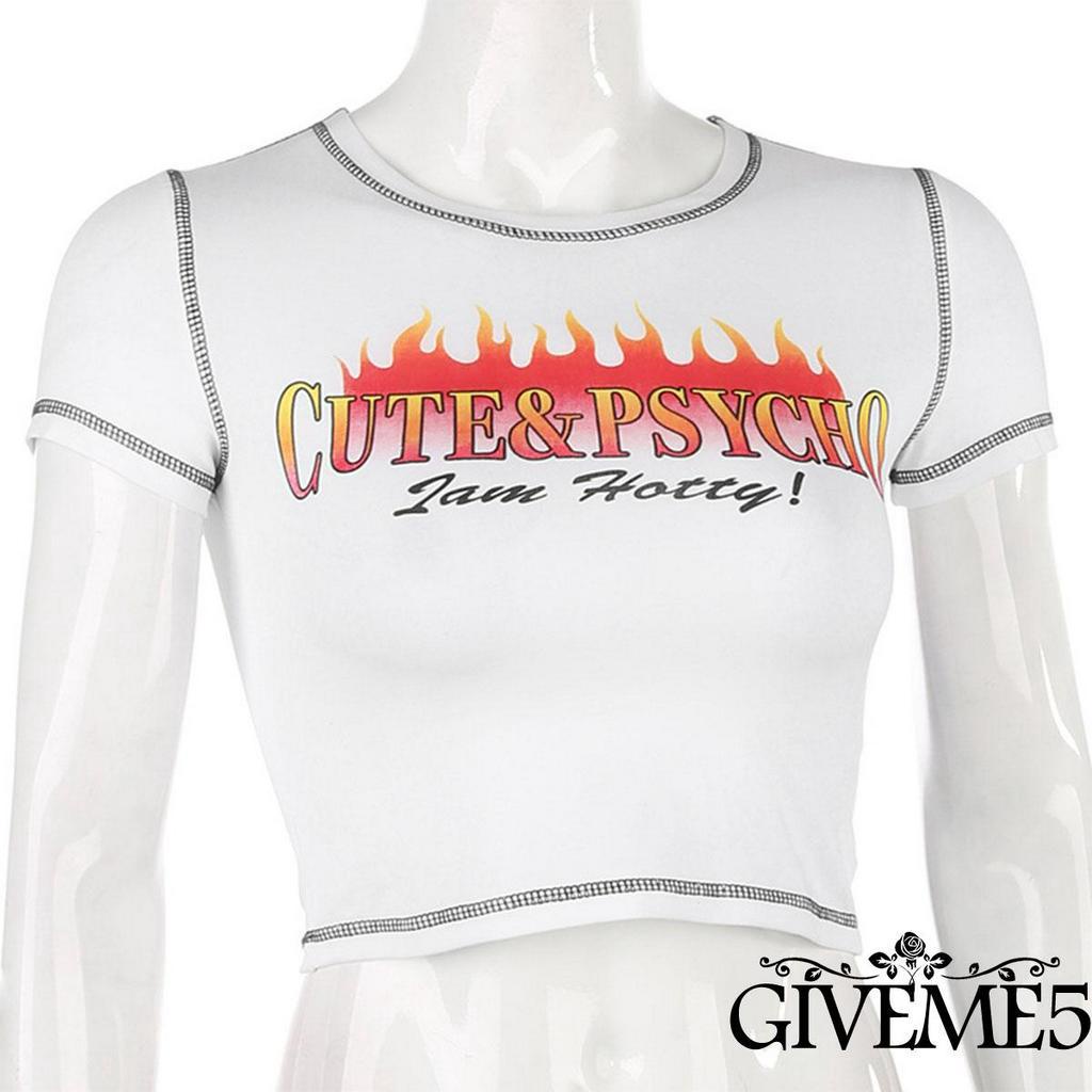 Áo thun ngắn tay cổ tròn hợp thời trang cho nữ