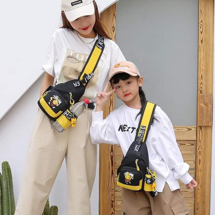 Túi Đeo Chéo Nam Nữ Vải Canvas Họa Tiết Hoa Cúc Thời Trang Hàn Quốc
