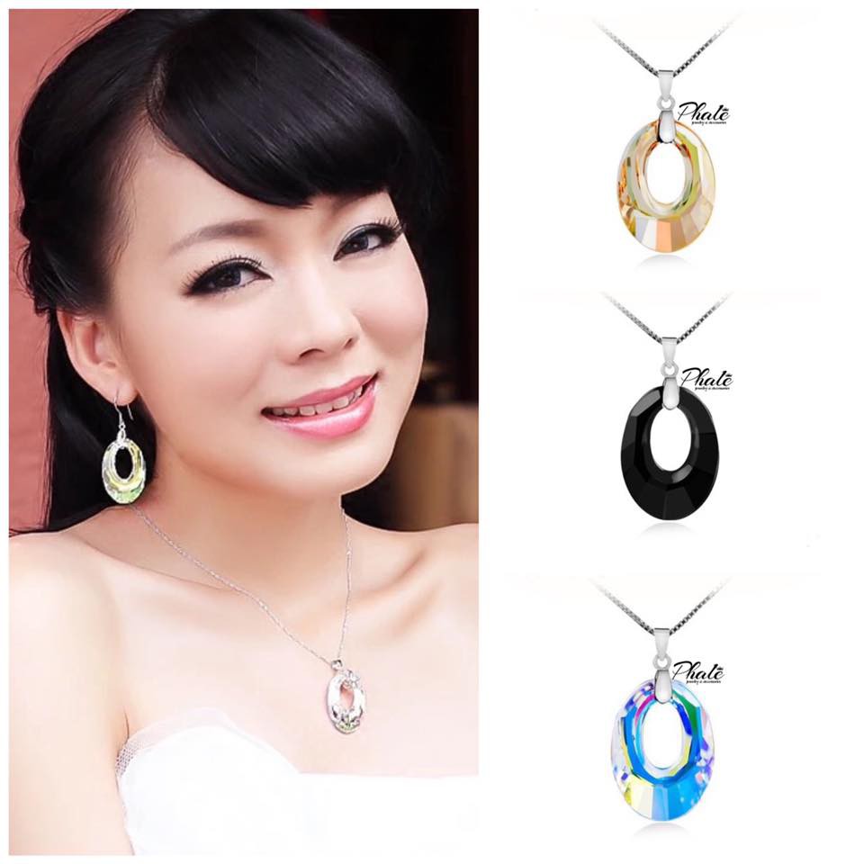 Mặt Dây Chuyền Pha Lê Swarovski Hình Oval Dẹp S40mm