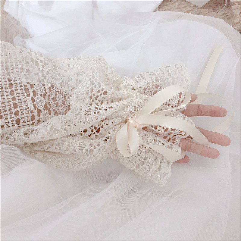 Áo Khoác Cardigan Aimeehouse áo Ren Tay Dài Dáng Rộng Nữ Tính áo ren đi biển sexy