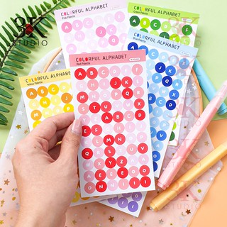 STICKER BẢNG CHỮ CÁI NHIỀU MÀU - TRÒN 1 CM - COLORFUL ALPHABET - STICKER TRANG TRÍ SỔ TAY, BULLET JOURNAL