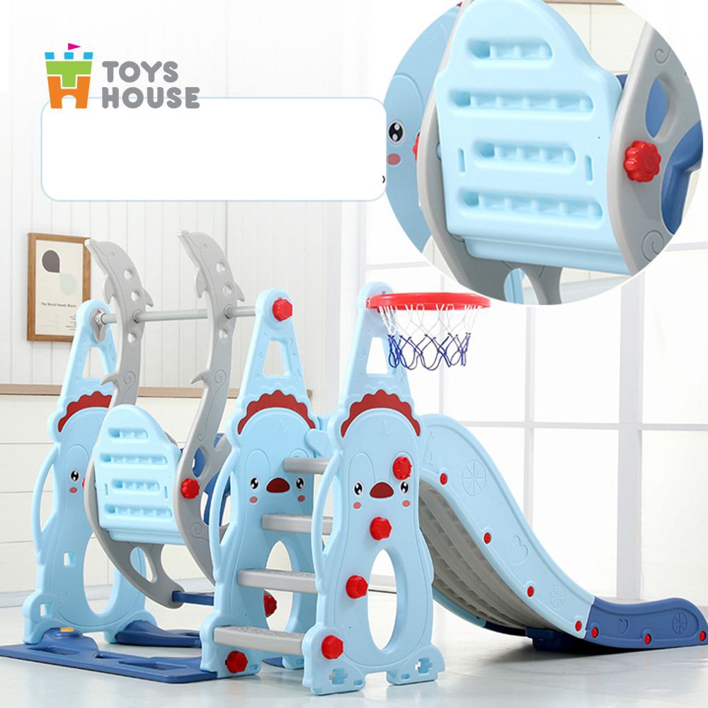 Xích đu kèm Cầu trượt, đồ chơi vận động cho bé hình Gấu Toys House WM19019